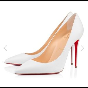 NEW-Christian Louboutin: White Decoltish 100mm Nappa leather